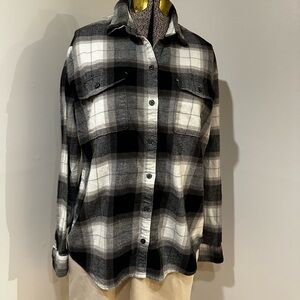 Classic Black and White Plaid Flannel Shirt